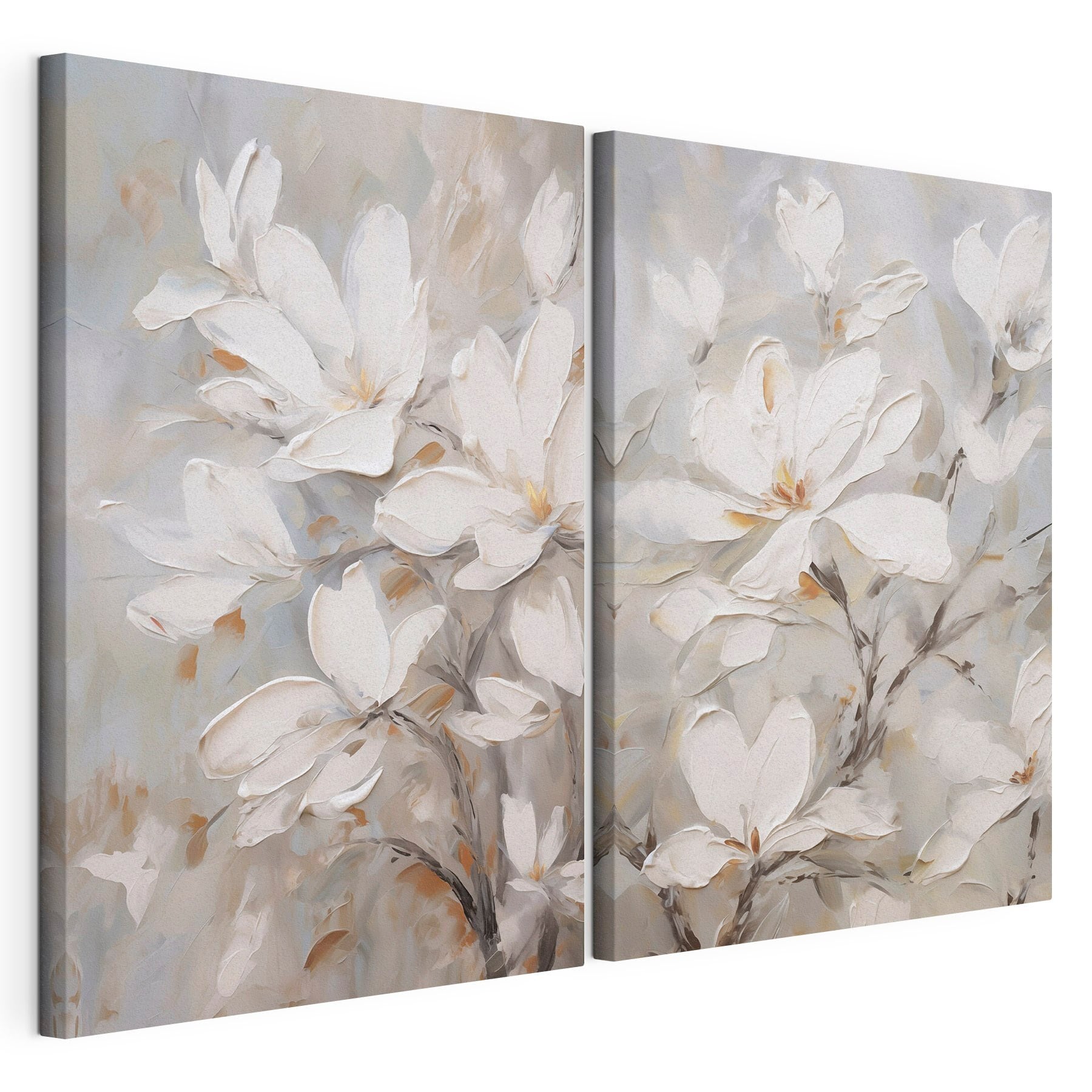 Painting of flowers on canvas