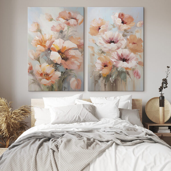 Painting of flowers on a blue background