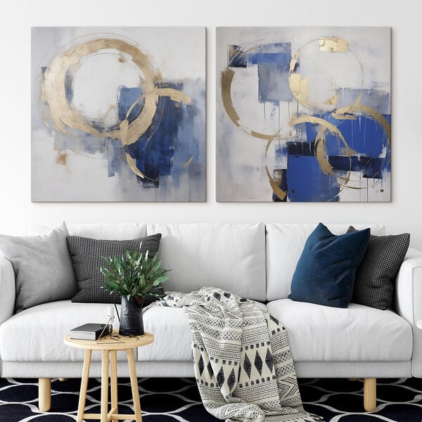 Bold shapes in vibrant blue tones