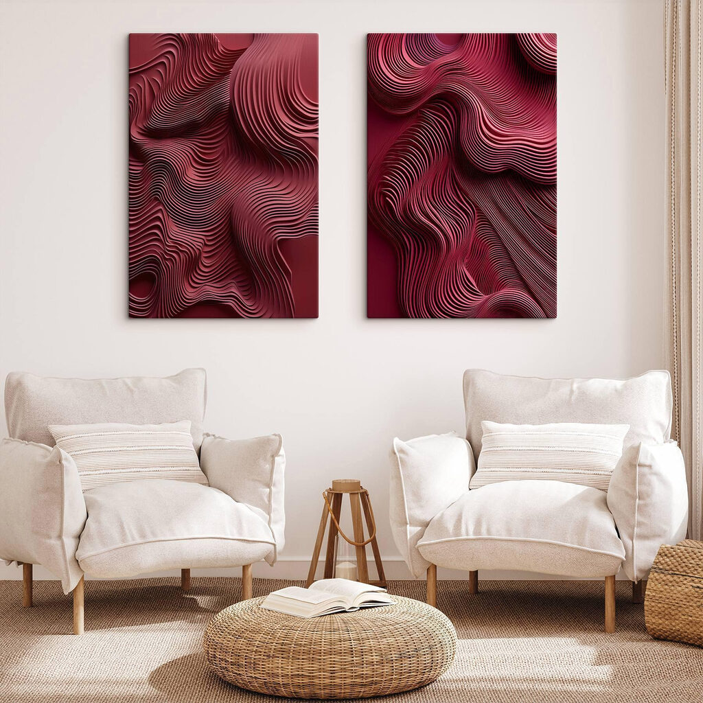 Red and pink wavy lines