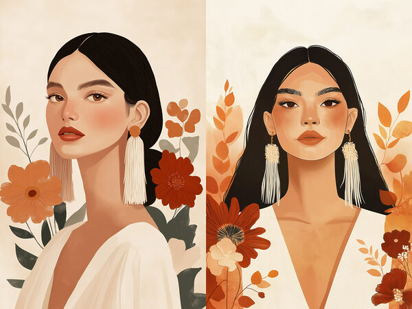 Collage of a woman with flowers
