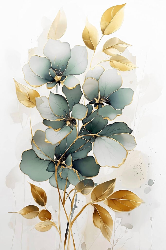 Painting of flowers and leaves
