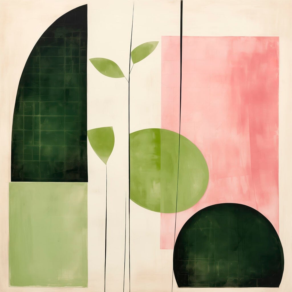 Painting of a plant and circles