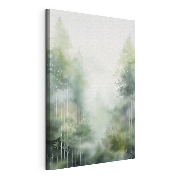 Painting of trees in the fog