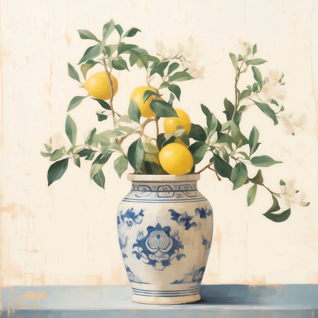 Vase with lemons in it