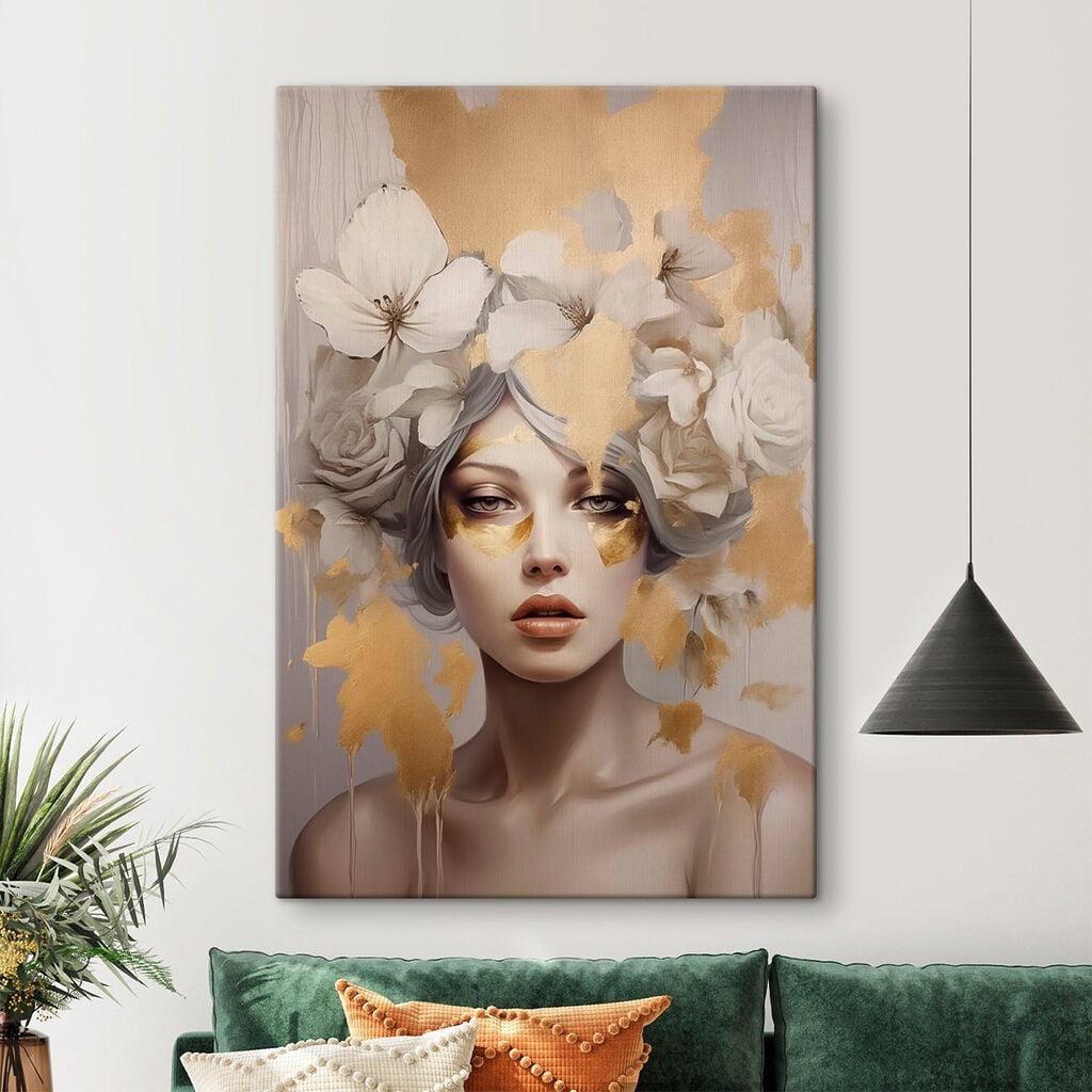 Painting of a woman with flowers in her hair