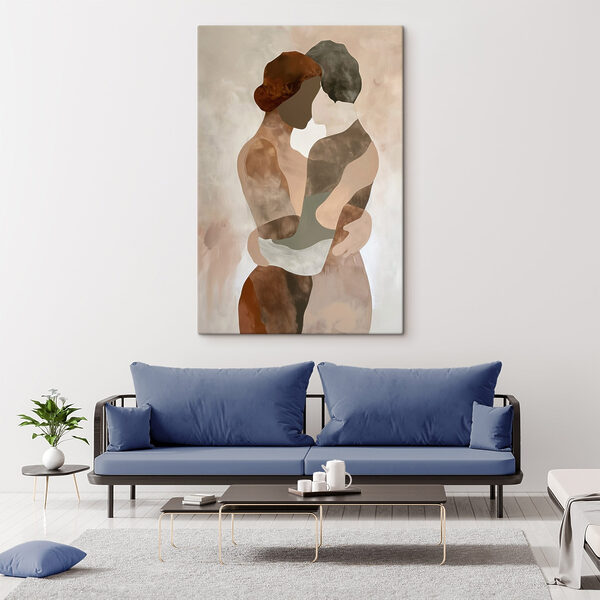 Painting of a couple of people hugging
