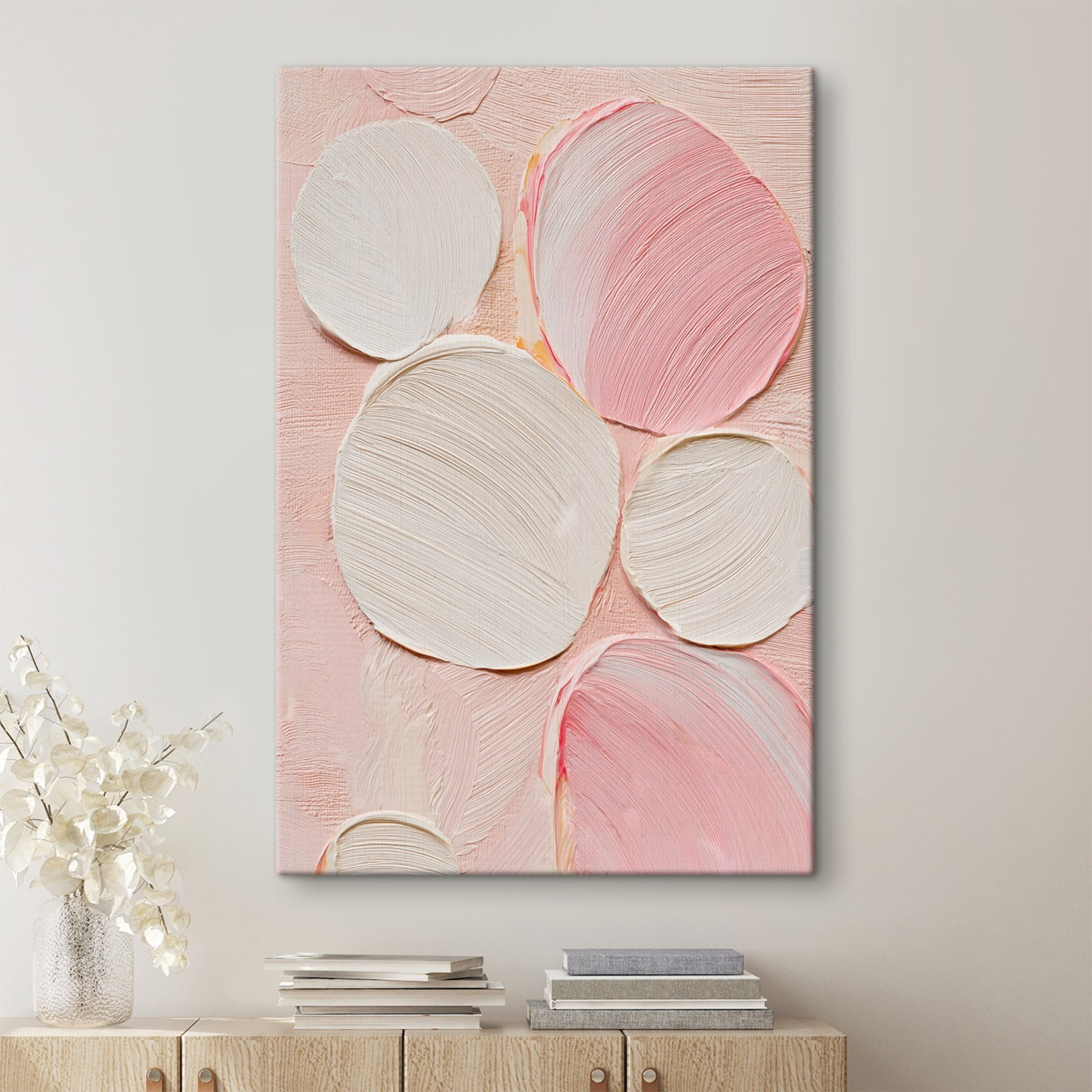 Group of white and pink circles