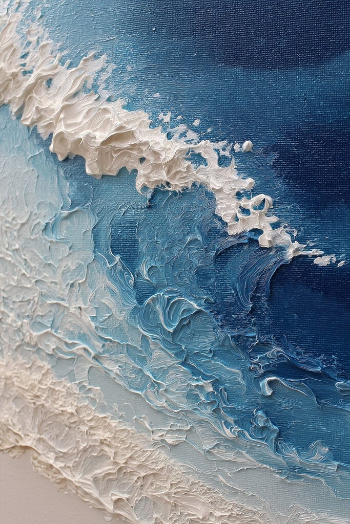 Waves dancing on textured canvas