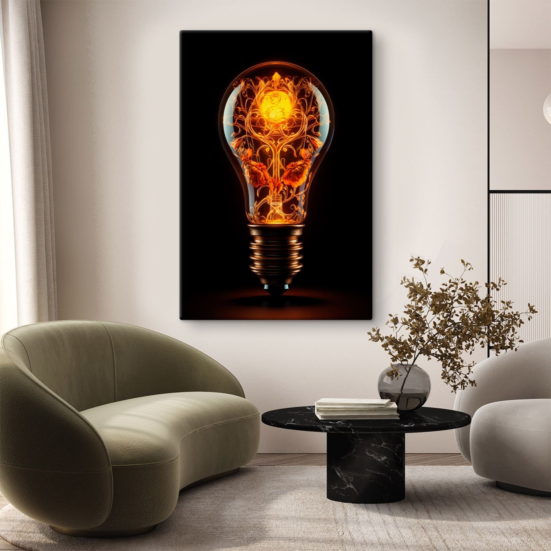 Light bulb with a floral design