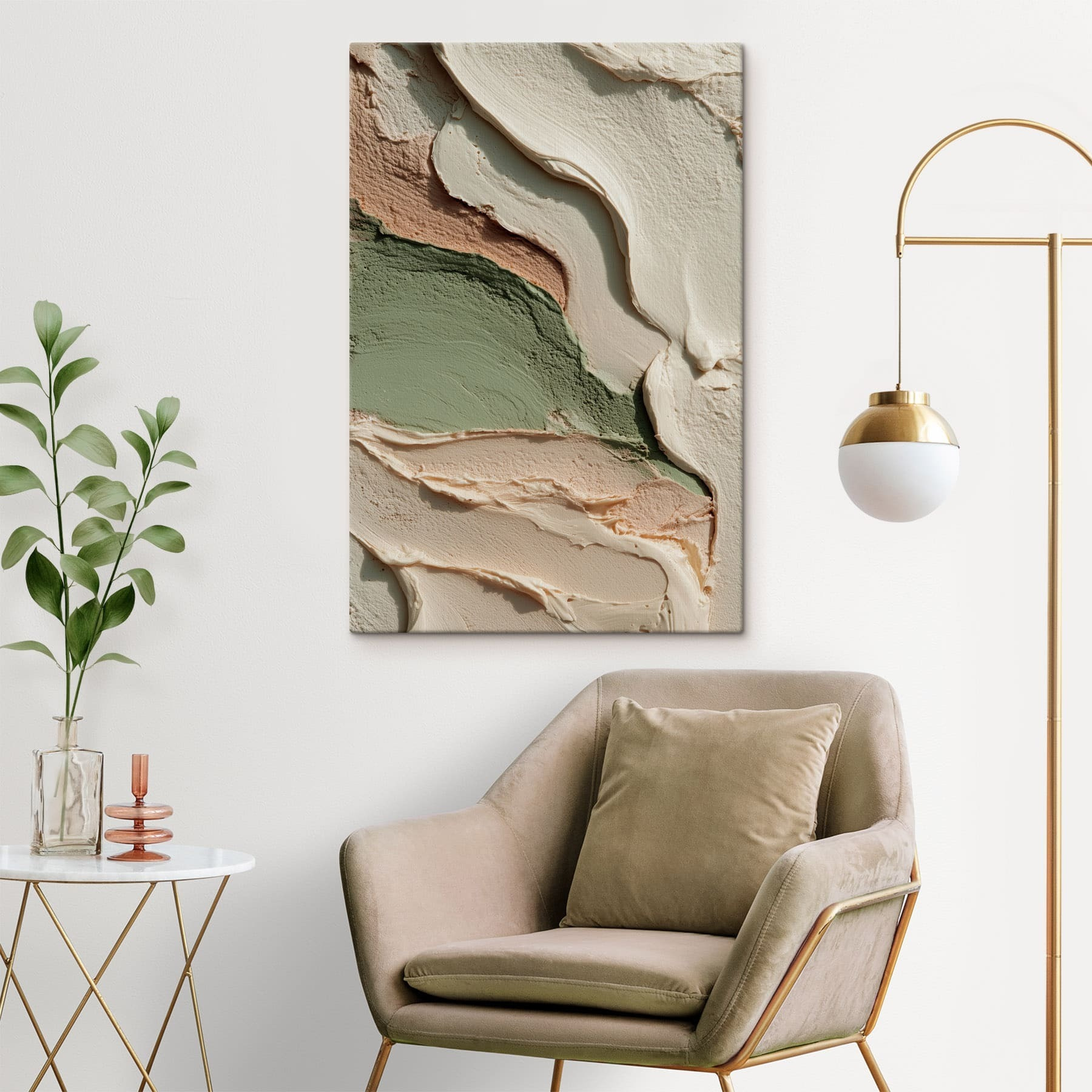 - Earthy tones in flowing patterns