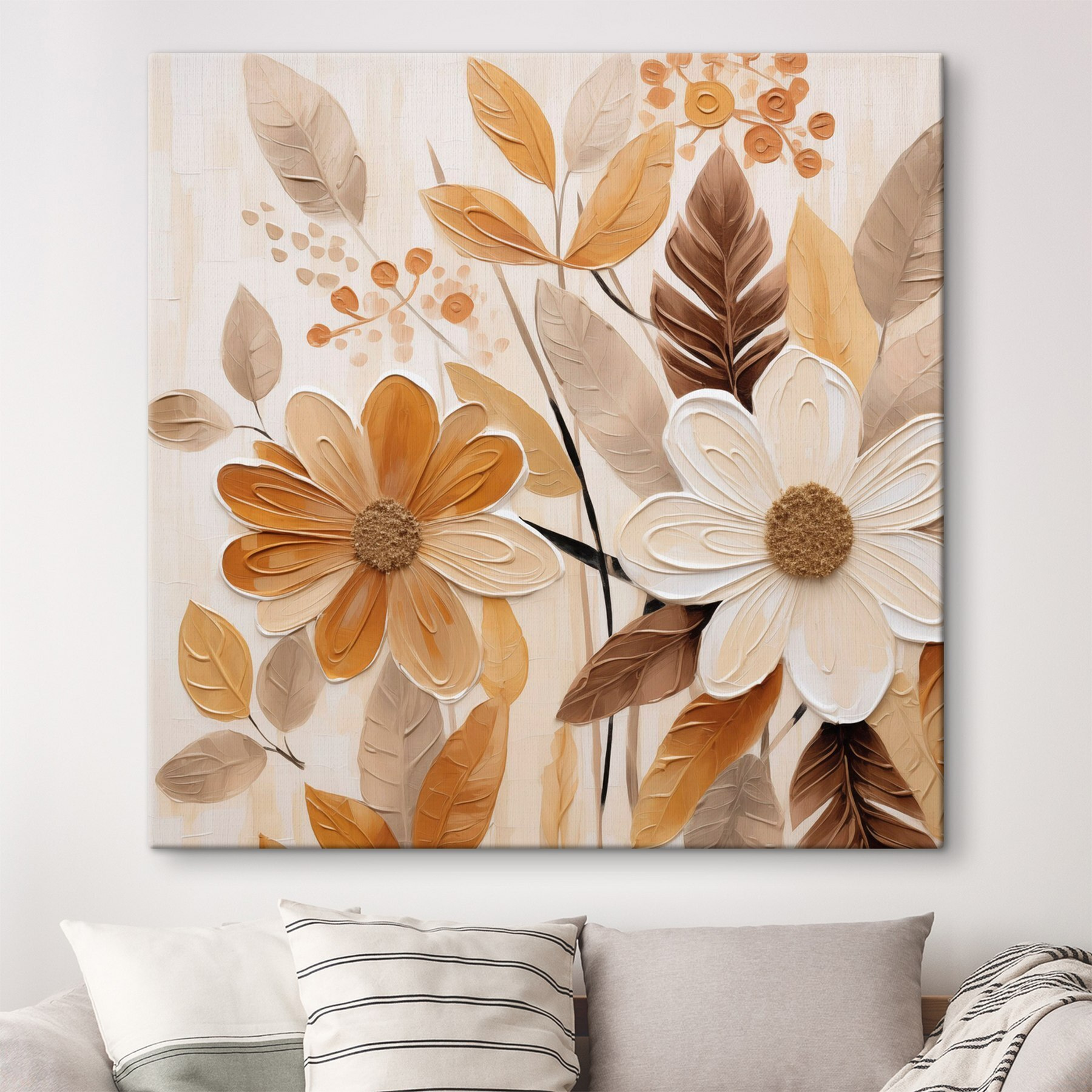 Painting of flowers and leaves