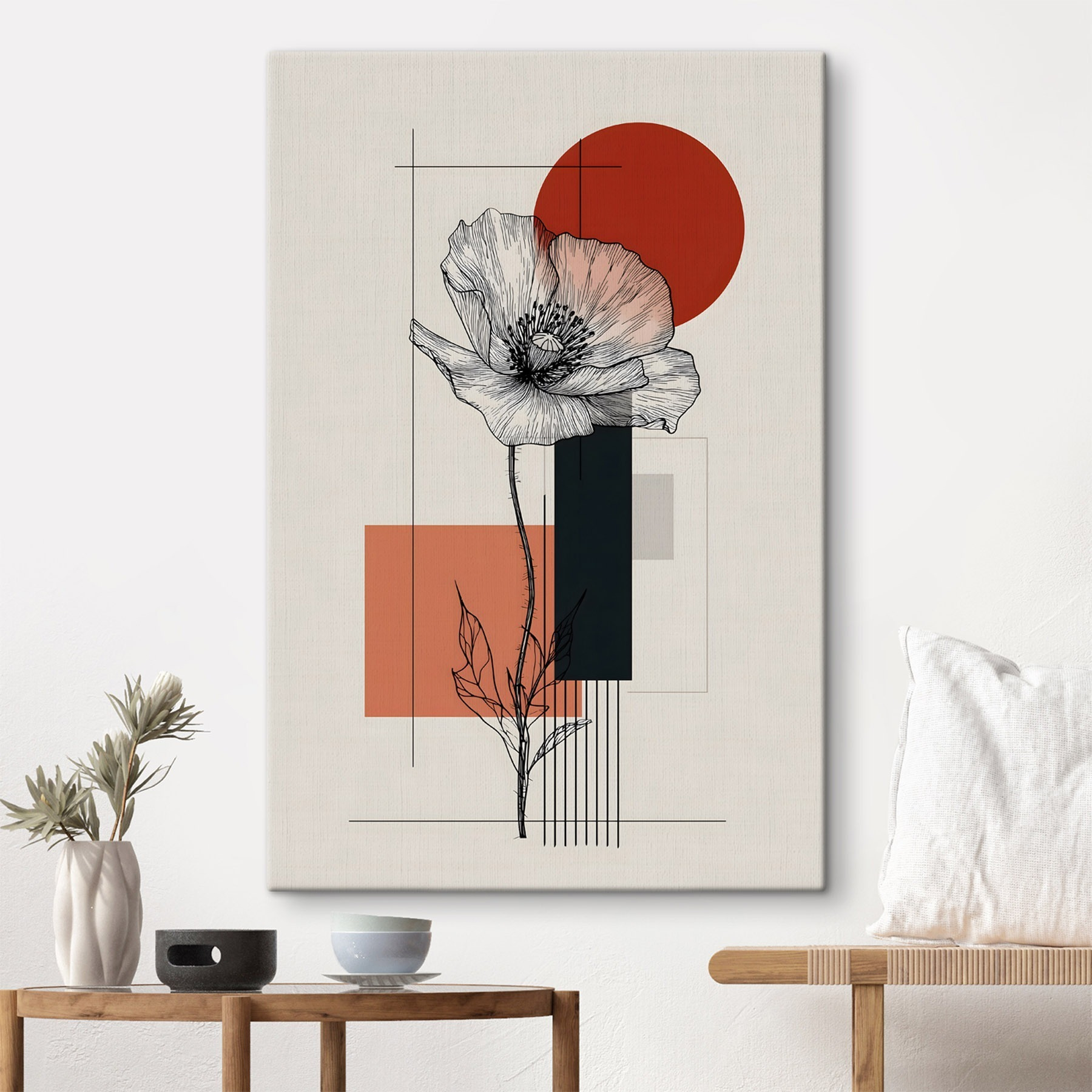 Flower with a stem and a red circle