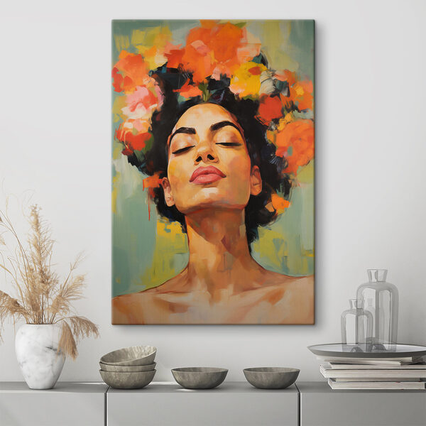 Painting of a woman with flowers in her hair