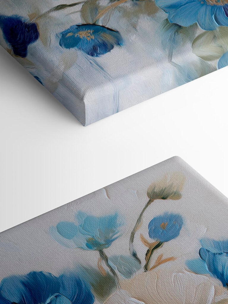 Painting of blue and white flowers