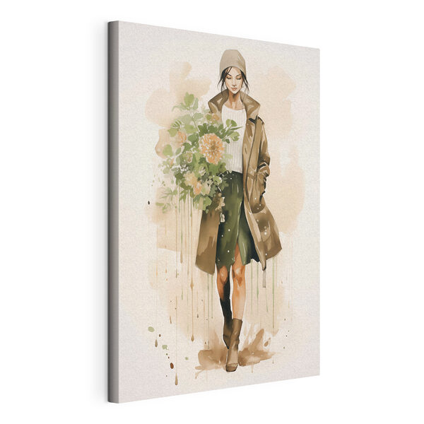 Woman holding a bouquet of flowers